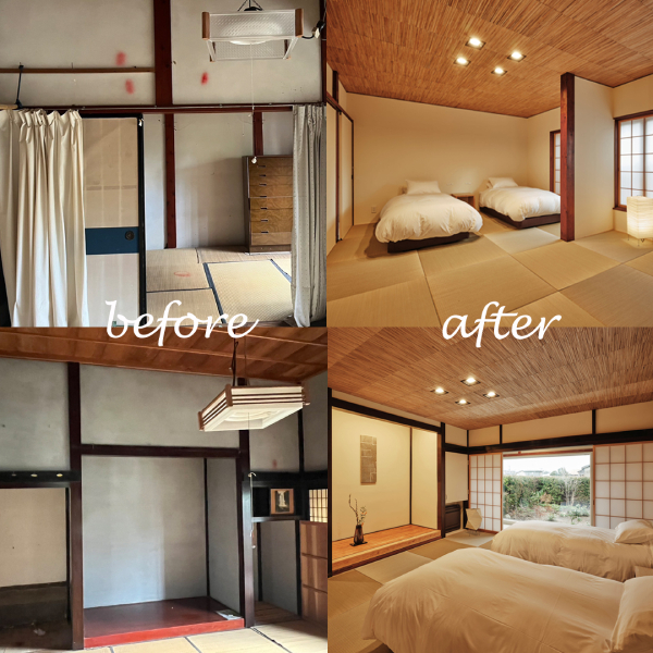 �x�b�h���[�� before after